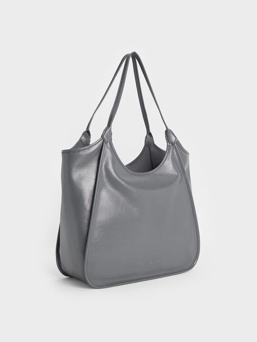 Sianna Crinkle-Effect Slouchy Tote Bag, Grey, hi-res