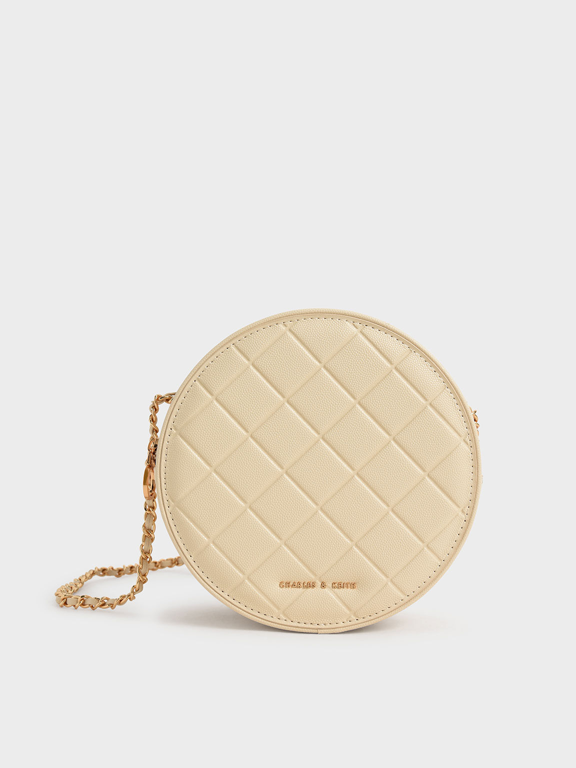 Kwan Quilted Circle Bag Beige
