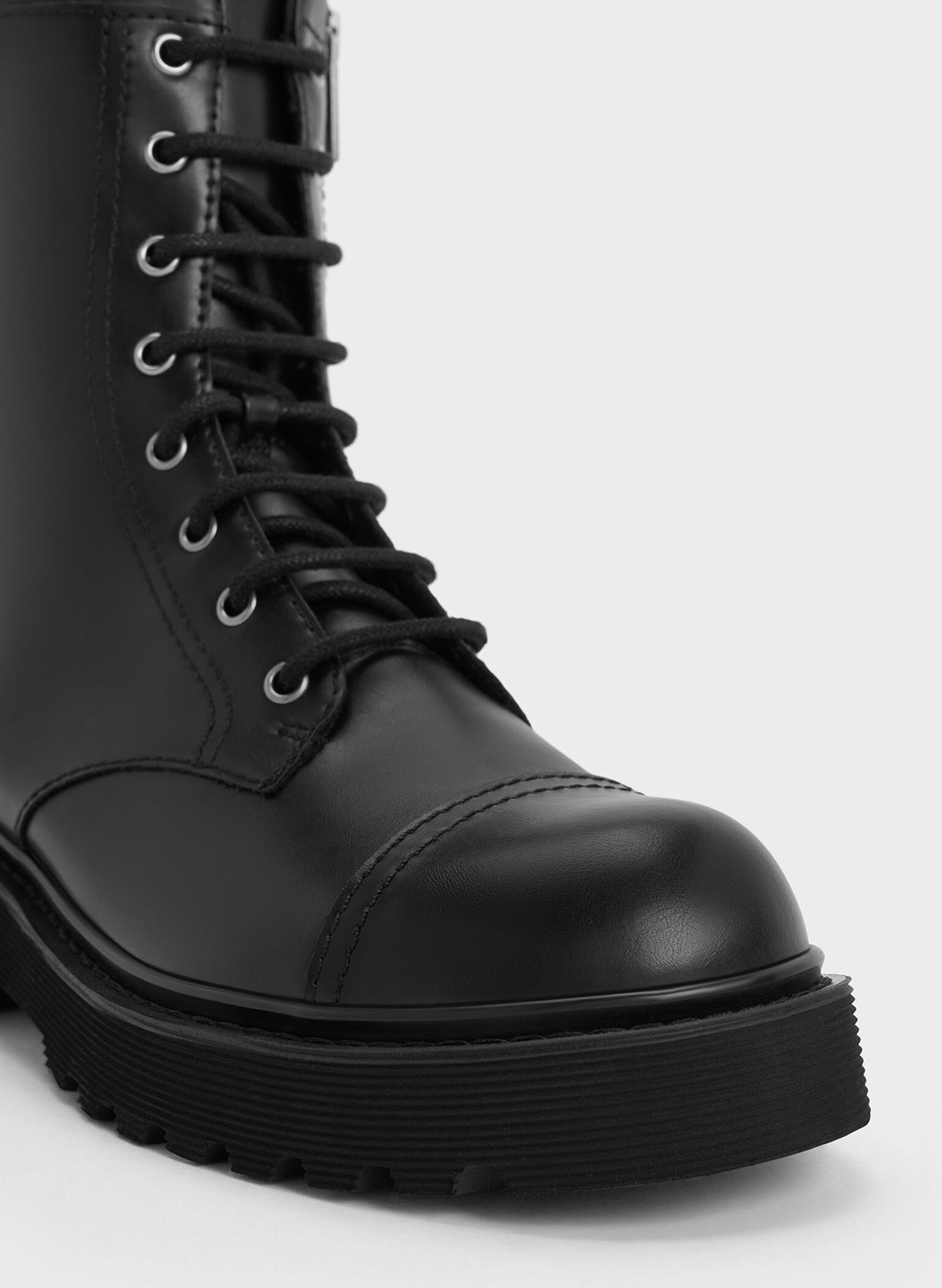 Triple-Buckle Lace-Up Ankle Boots, Black, hi-res