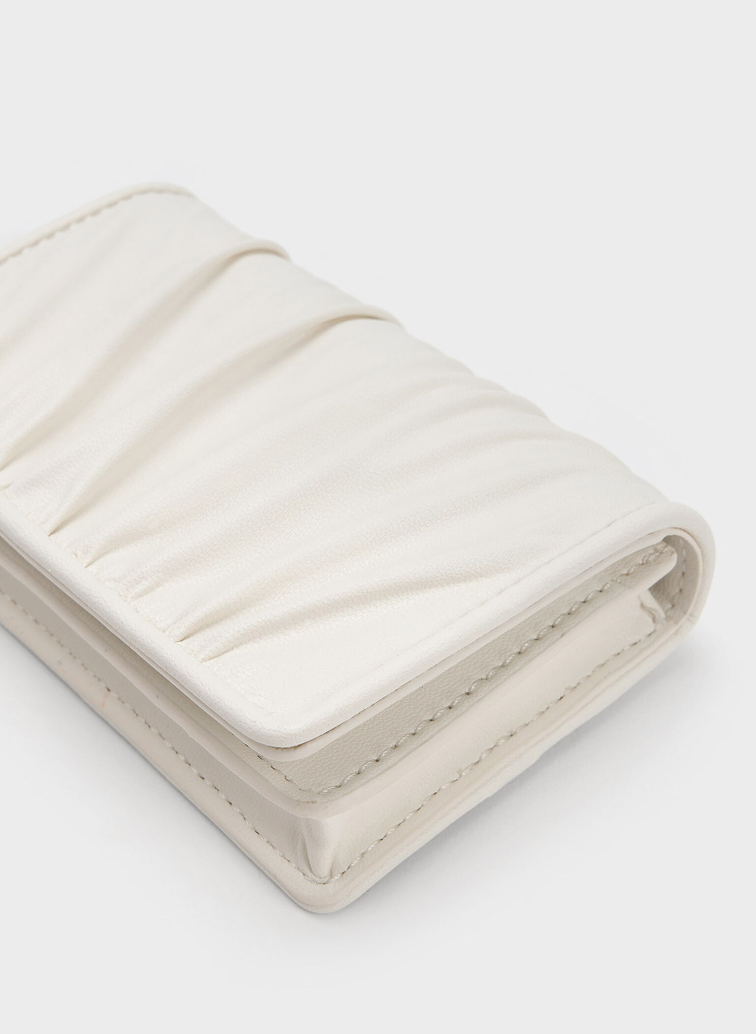 Aldora Ruched Card Holder, White, hi-res