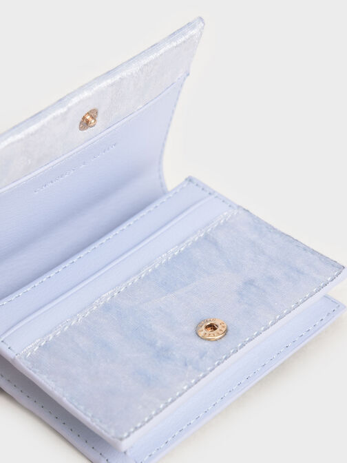 Velvet Embellished Card Holder, Light Blue, hi-res