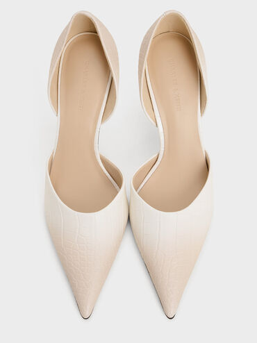 Snake-Print Pointed-Toe D'Orsay Pumps, Animal Print Natural, hi-res