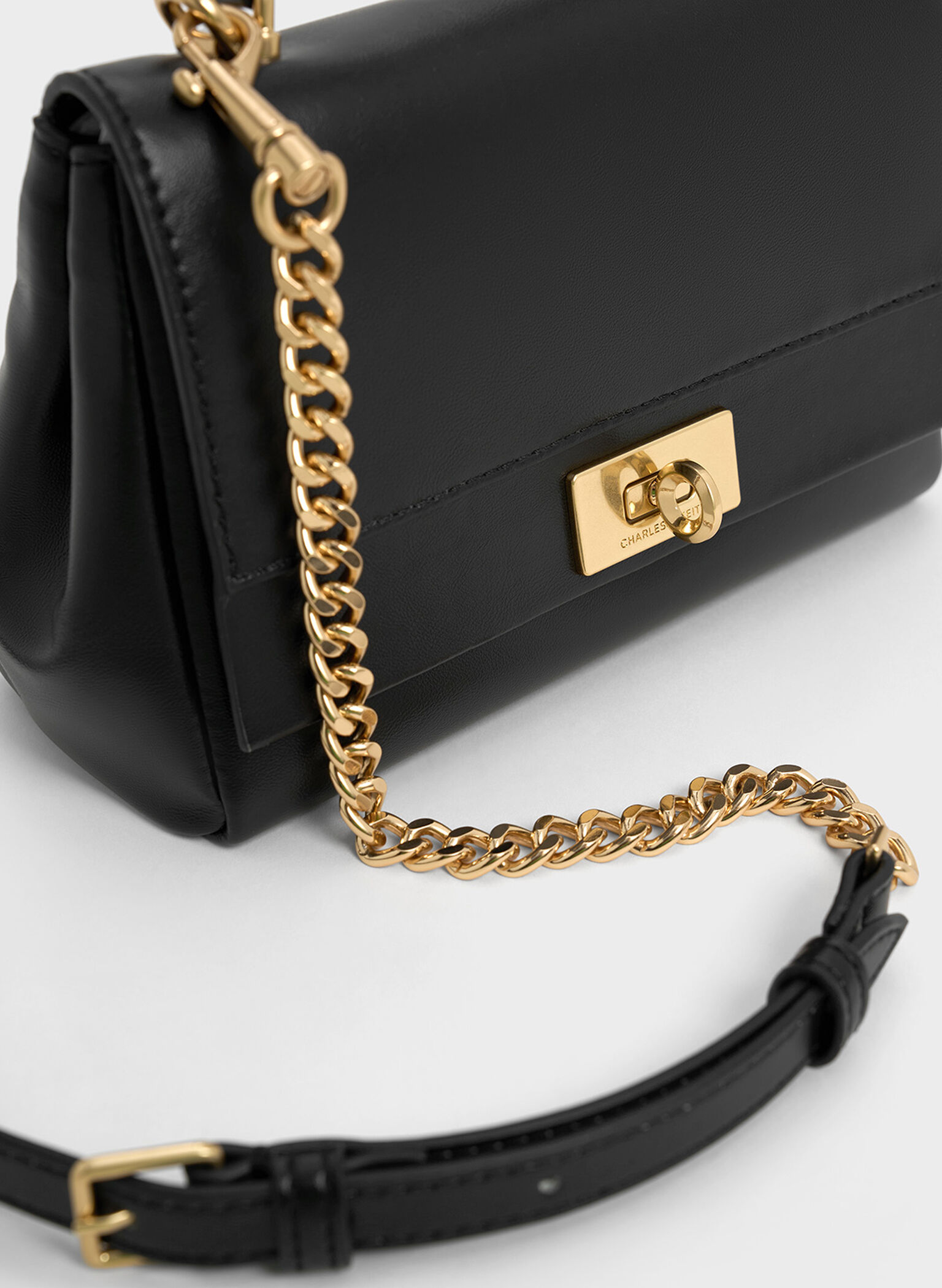 Lennie Chain-Strap Top Handle Bag, Black, hi-res