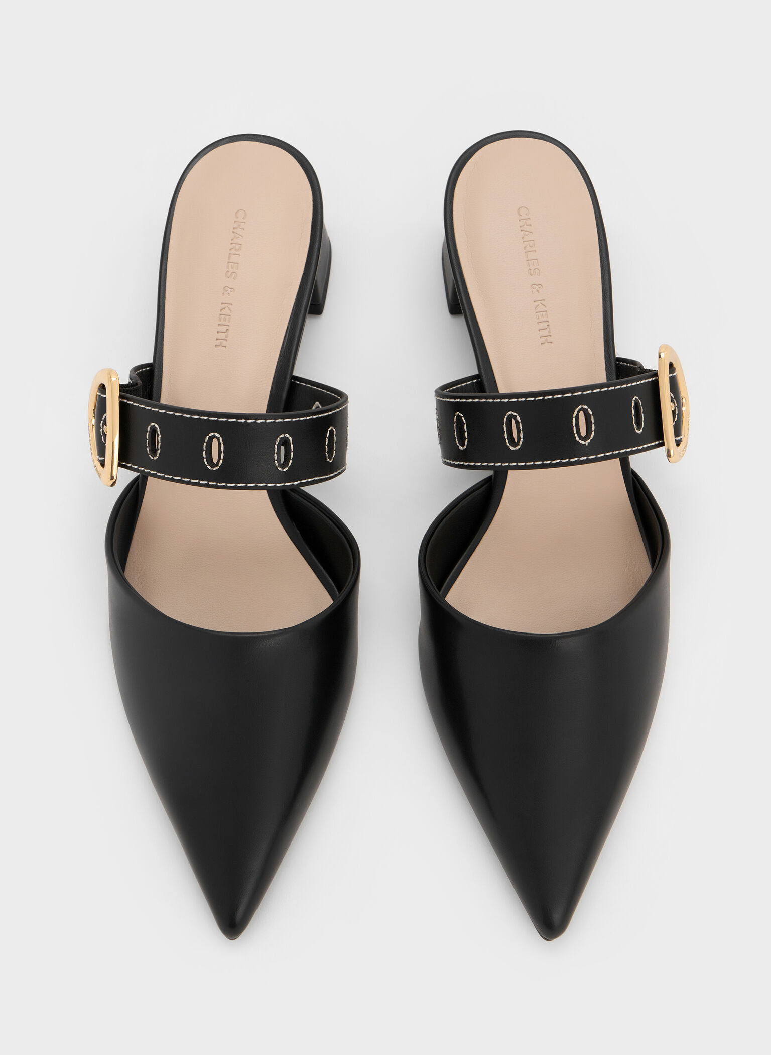 Sepphe Cut-Out Heeled Mules, Black, hi-res