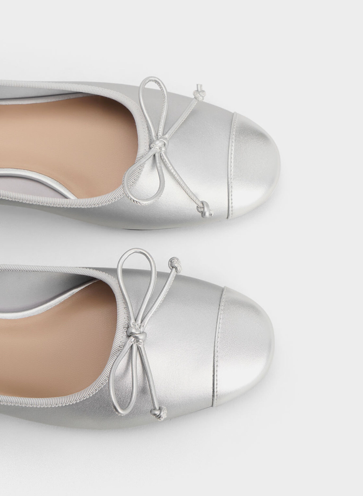 Glennis Bow Ballet Flats, Silver, hi-res