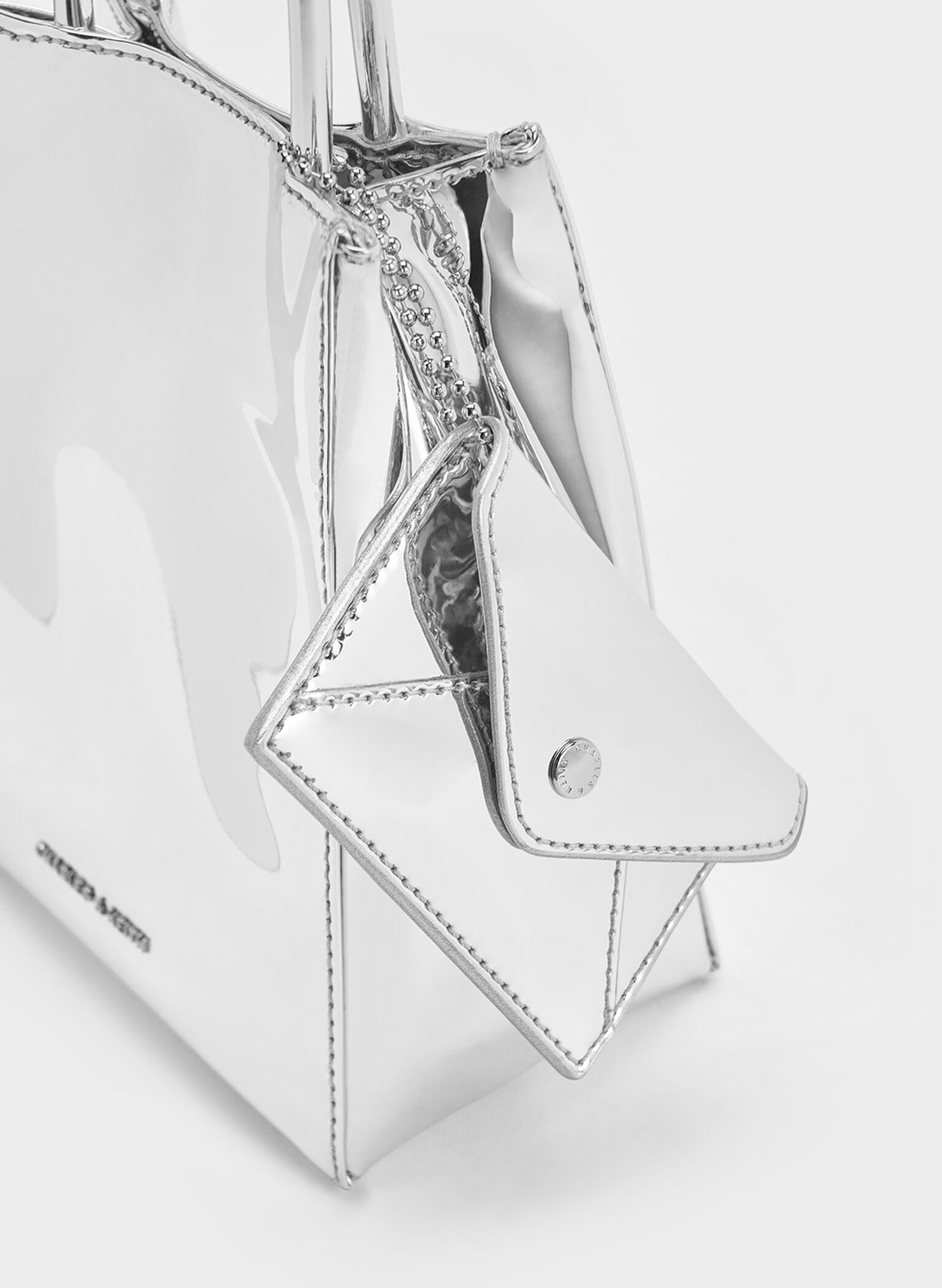 Matina Metallic Elongated Tote Bag, Silver, hi-res
