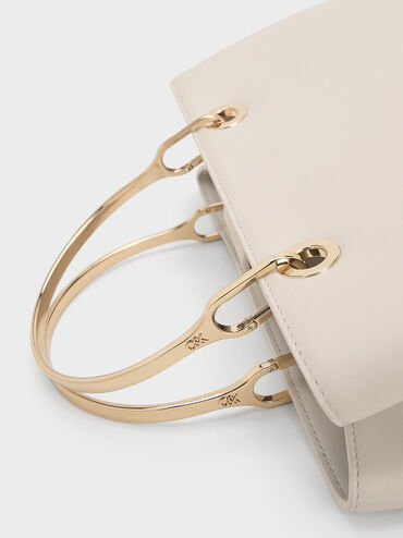 Leather Ring-Handle Bag, Chalk, hi-res