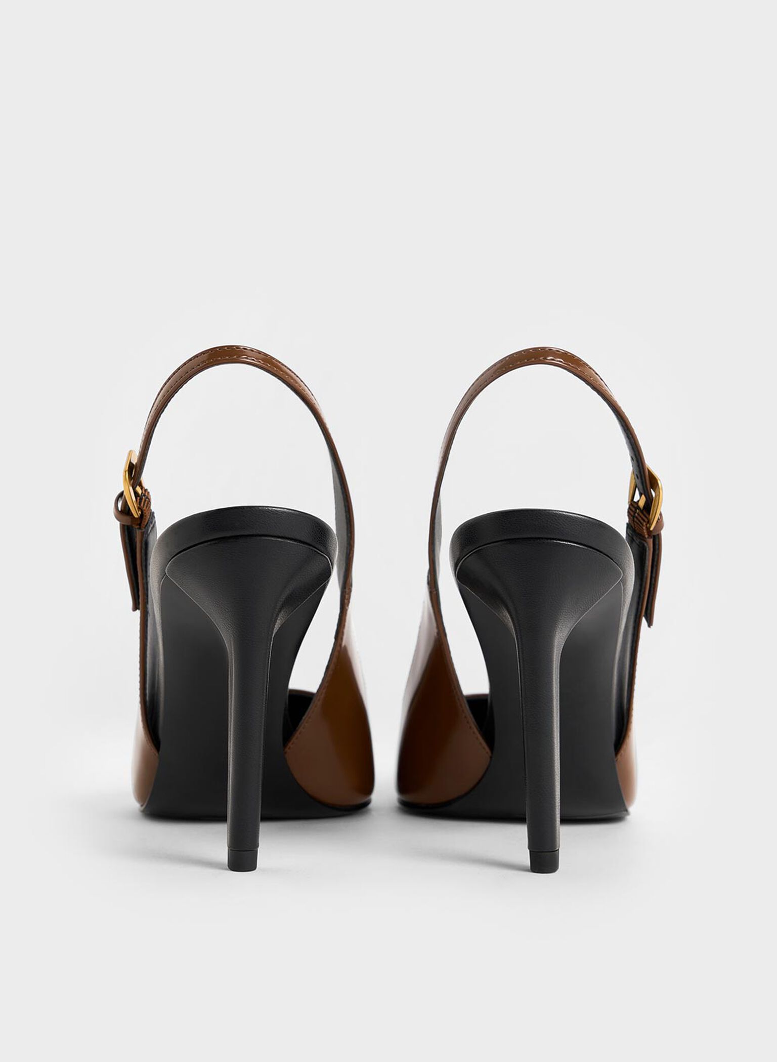 Cone-Heel Pointed-Toe Pumps, Brown, hi-res