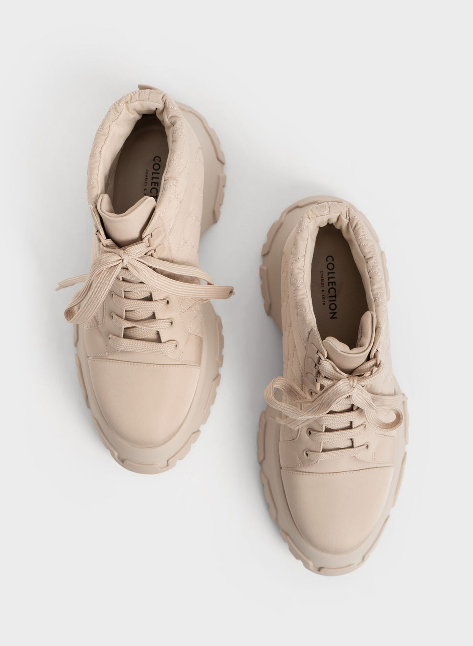 Recycled Polyester High-Top Sneakers, Nude, hi-res
