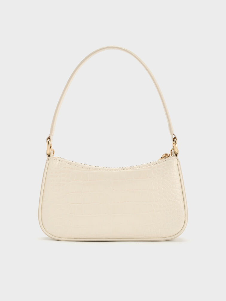 Elspeth Croc-Effect Chain-Link Shoulder Bag, Cream Croco, hi-res