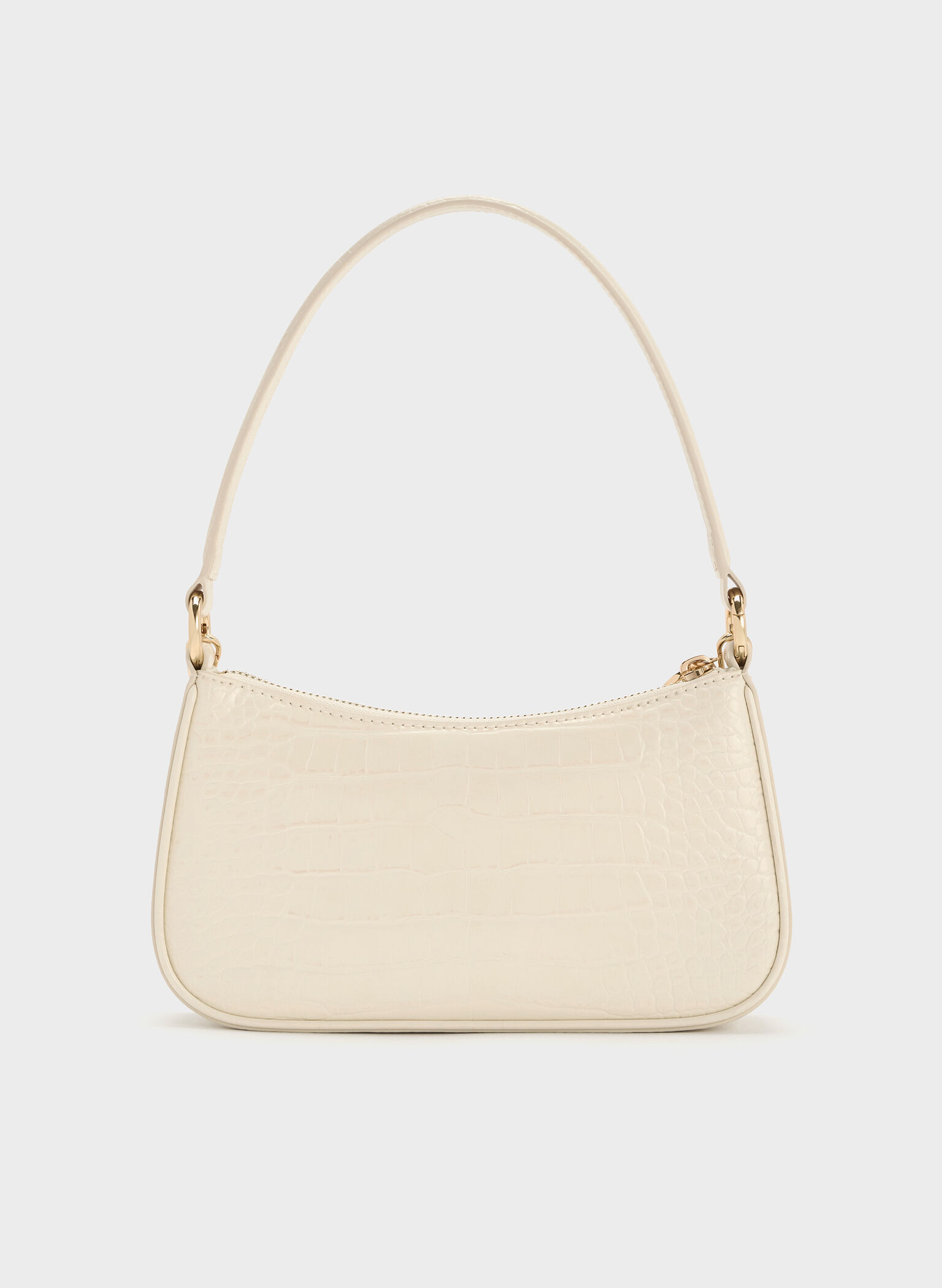 Elspeth Croc-Effect Chain-Link Shoulder Bag, Cream Croco, hi-res