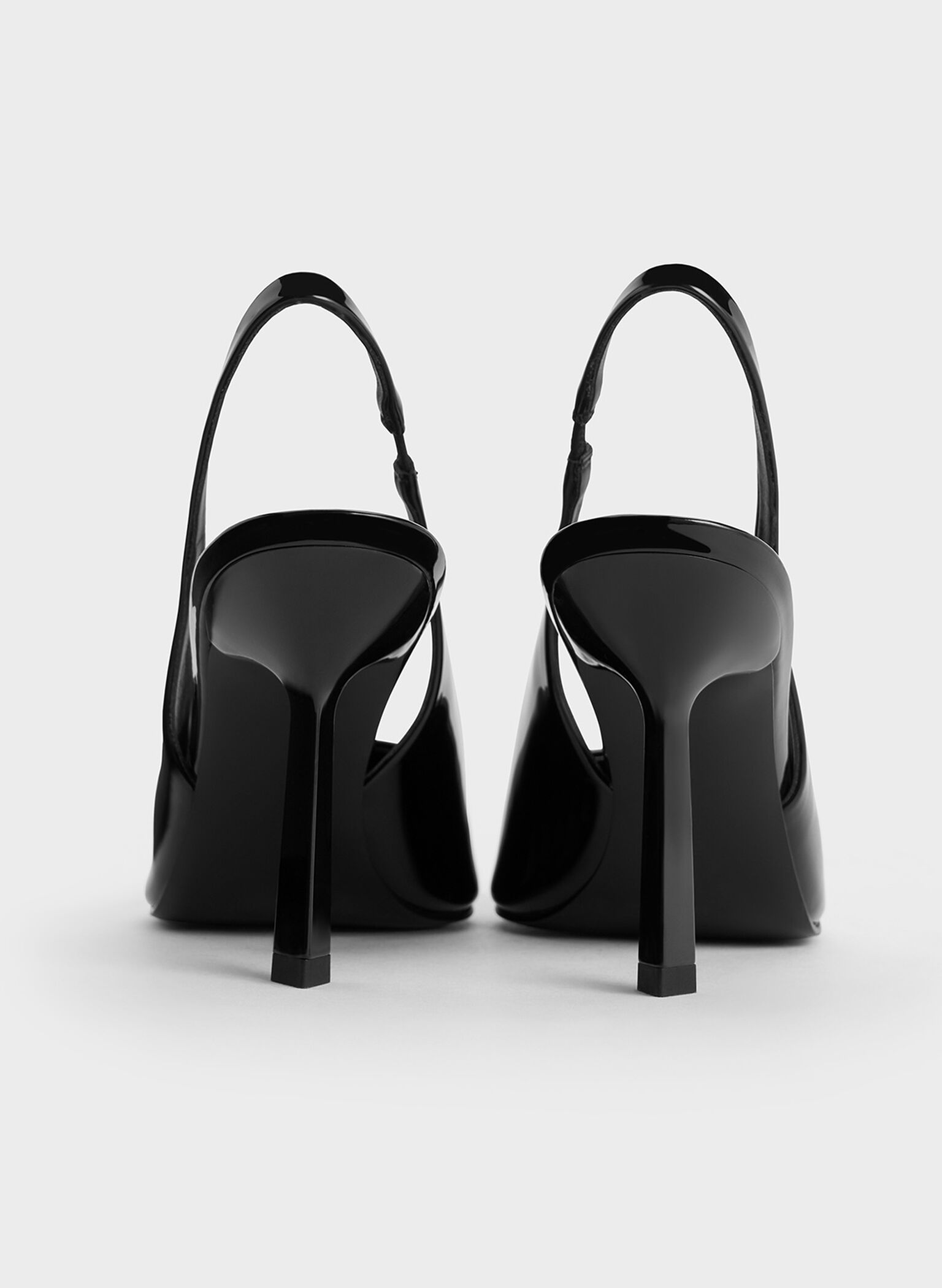 Patent Pointed-Toe Slingback Pumps, Black Patent, hi-res