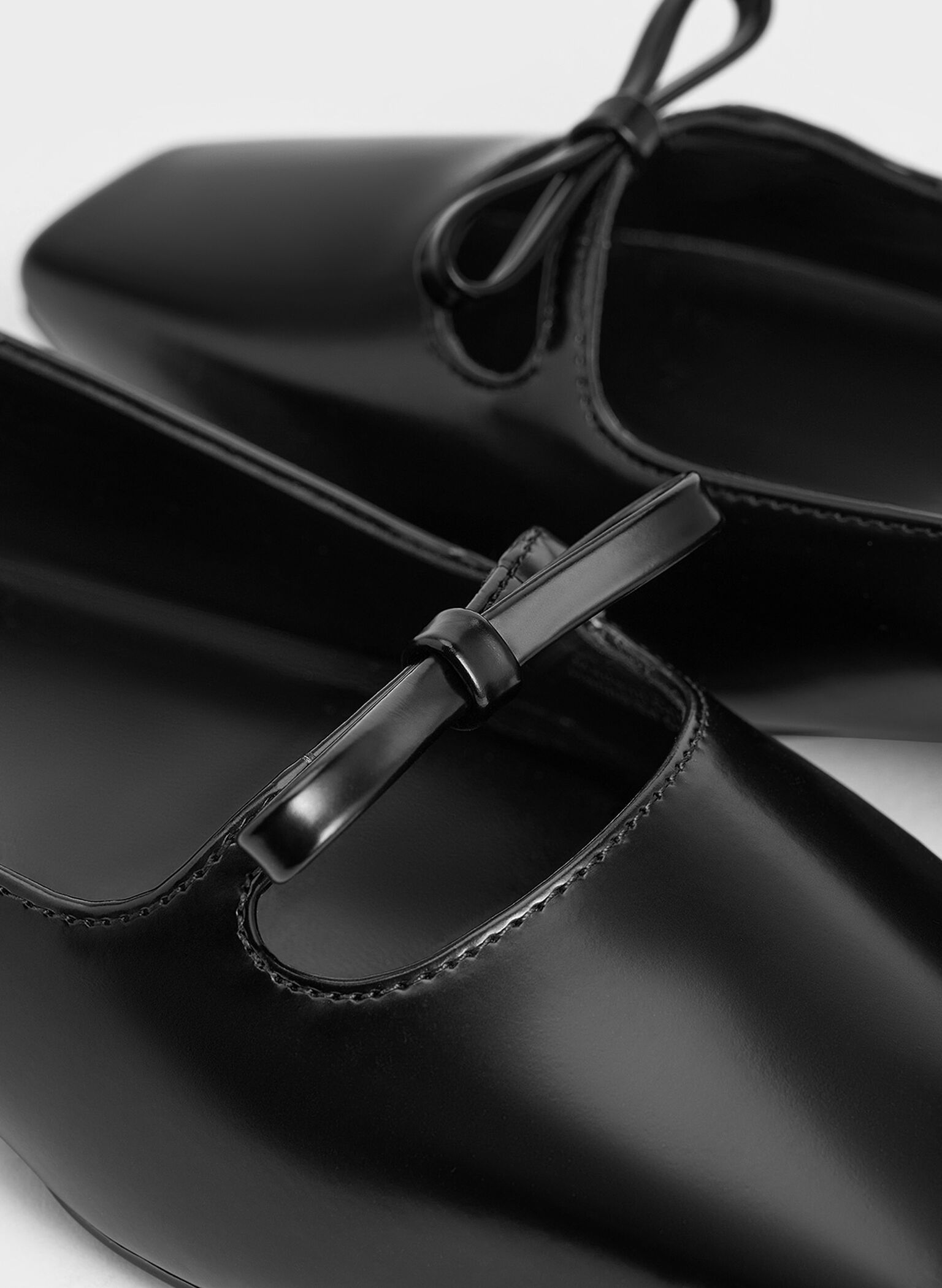 Bow Square-Toe Ballet Flats, Black Box, hi-res