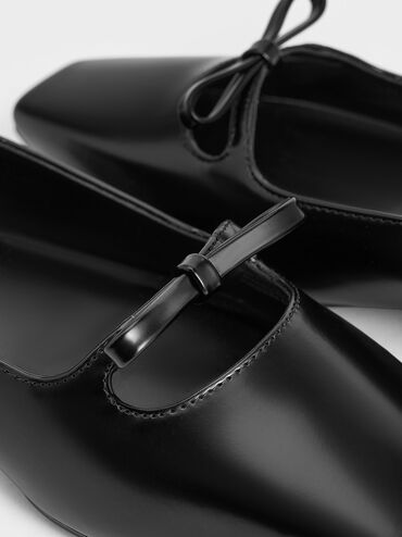 Bow Square-Toe Ballet Flats, Black Box, hi-res
