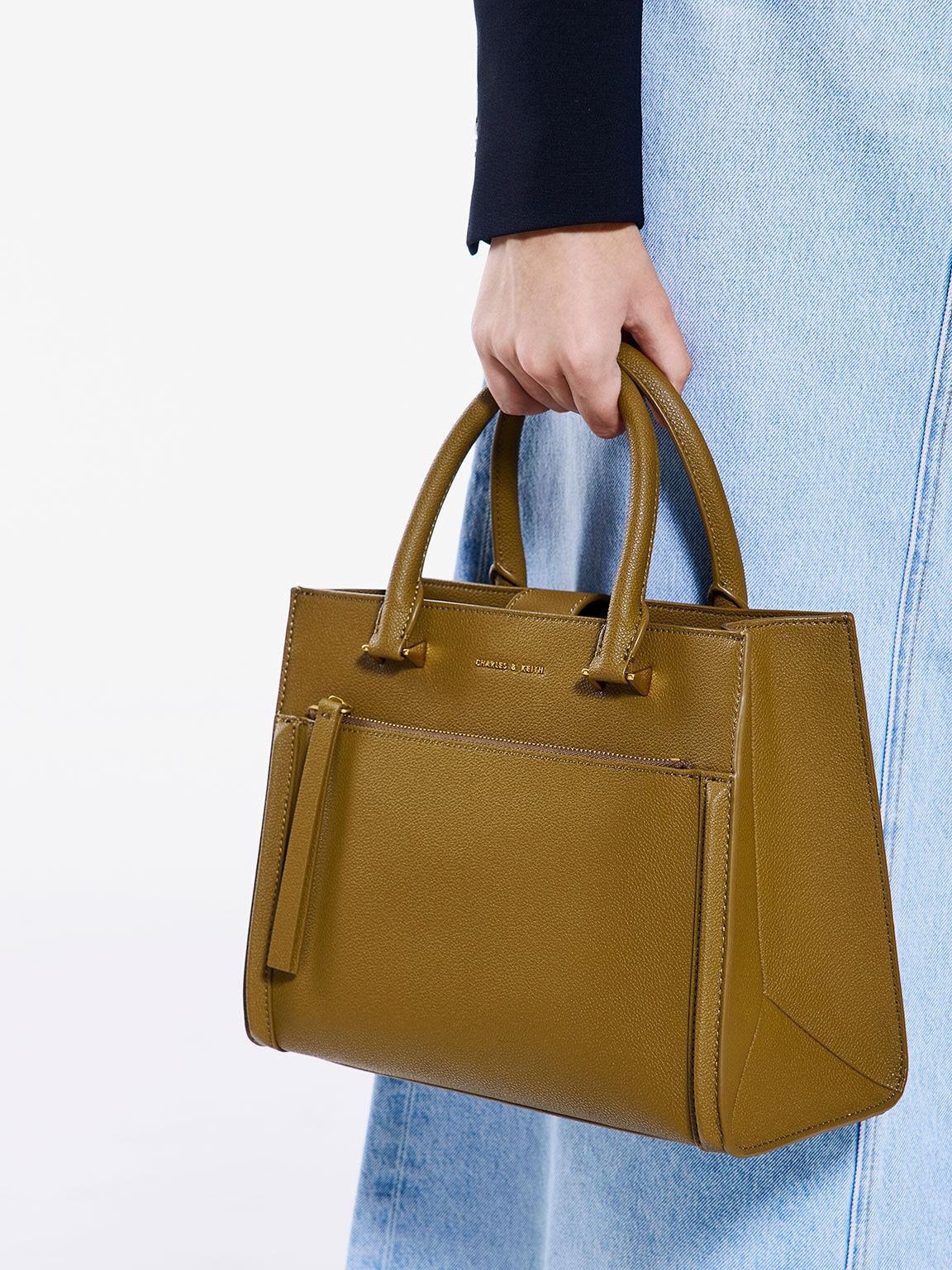 Charles and keith structured top handle bag hot sale