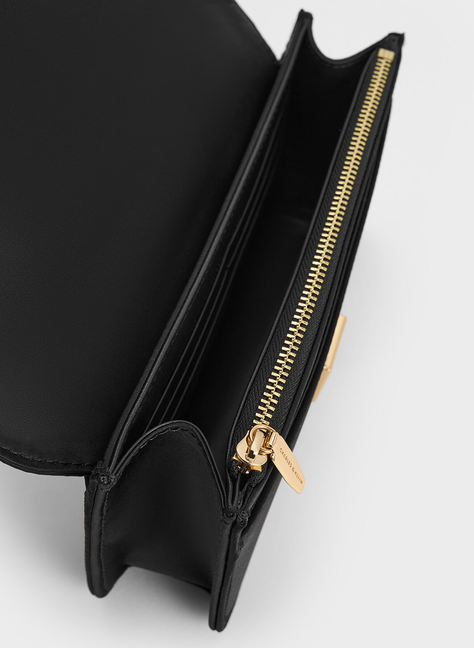 Satin Sequinned Chain-Handle Mini Bag, Black, hi-res