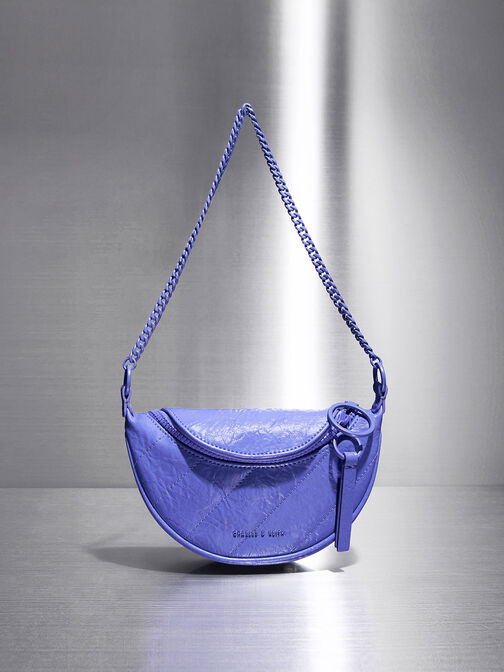 Lilac Aubrielle Metallic-Buckle Top Handle Bag - CHARLES & KEITH UK