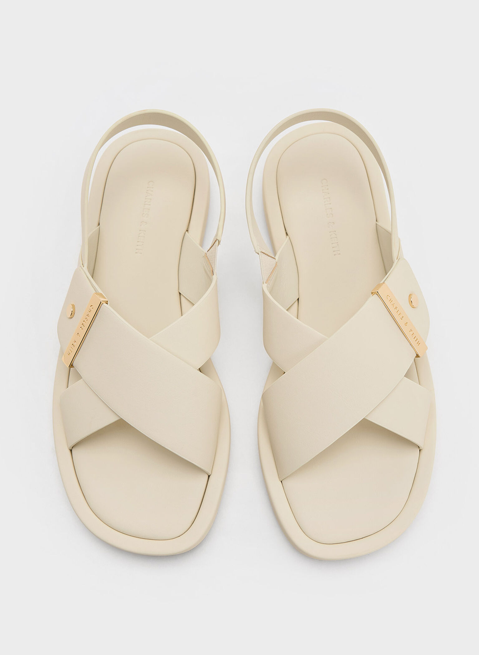 Audra Crossover-Strap Slingback Sandals, Chalk, hi-res