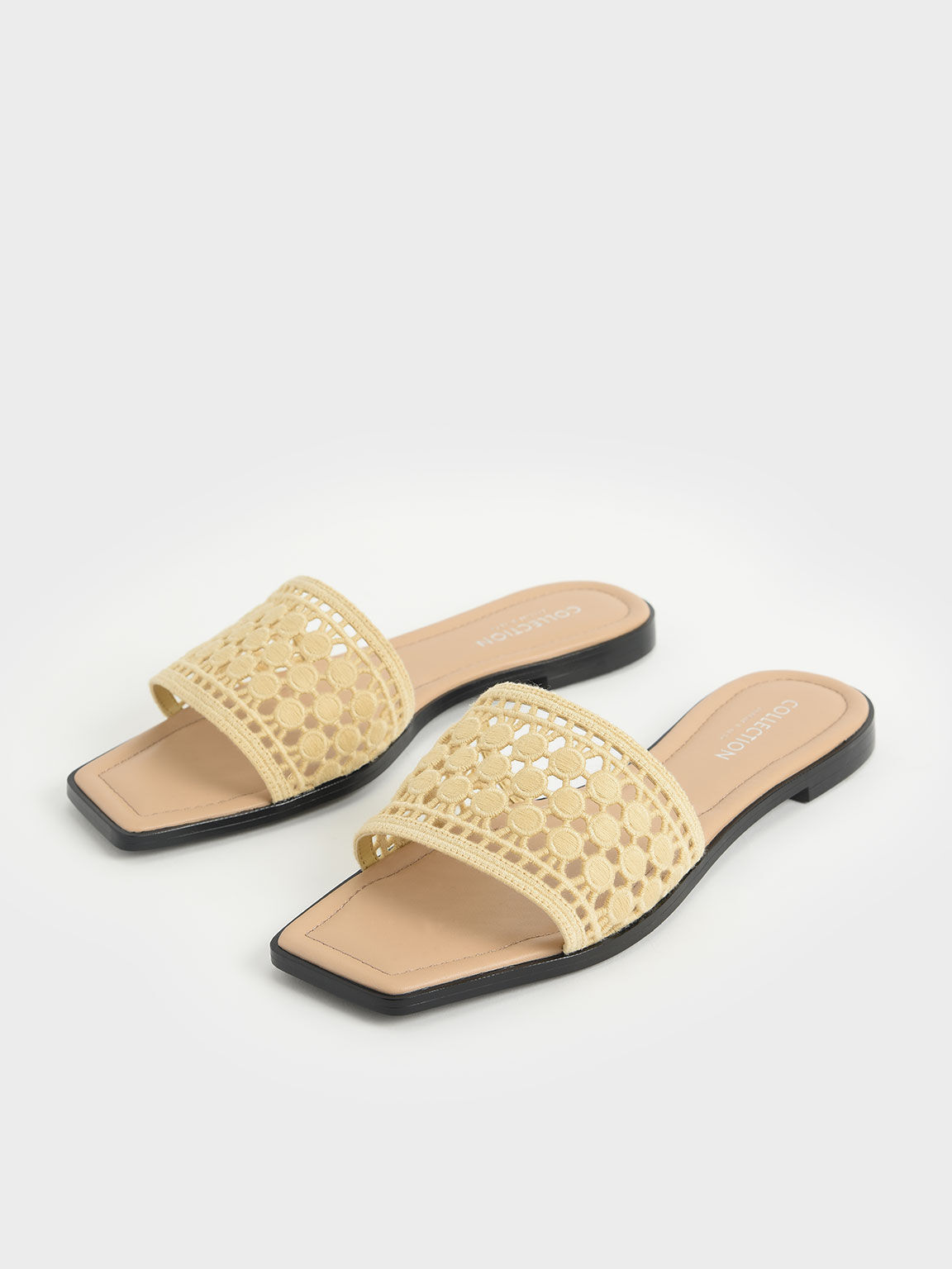 Asymmetrical Toe Crochet Slides, Yellow, hi-res