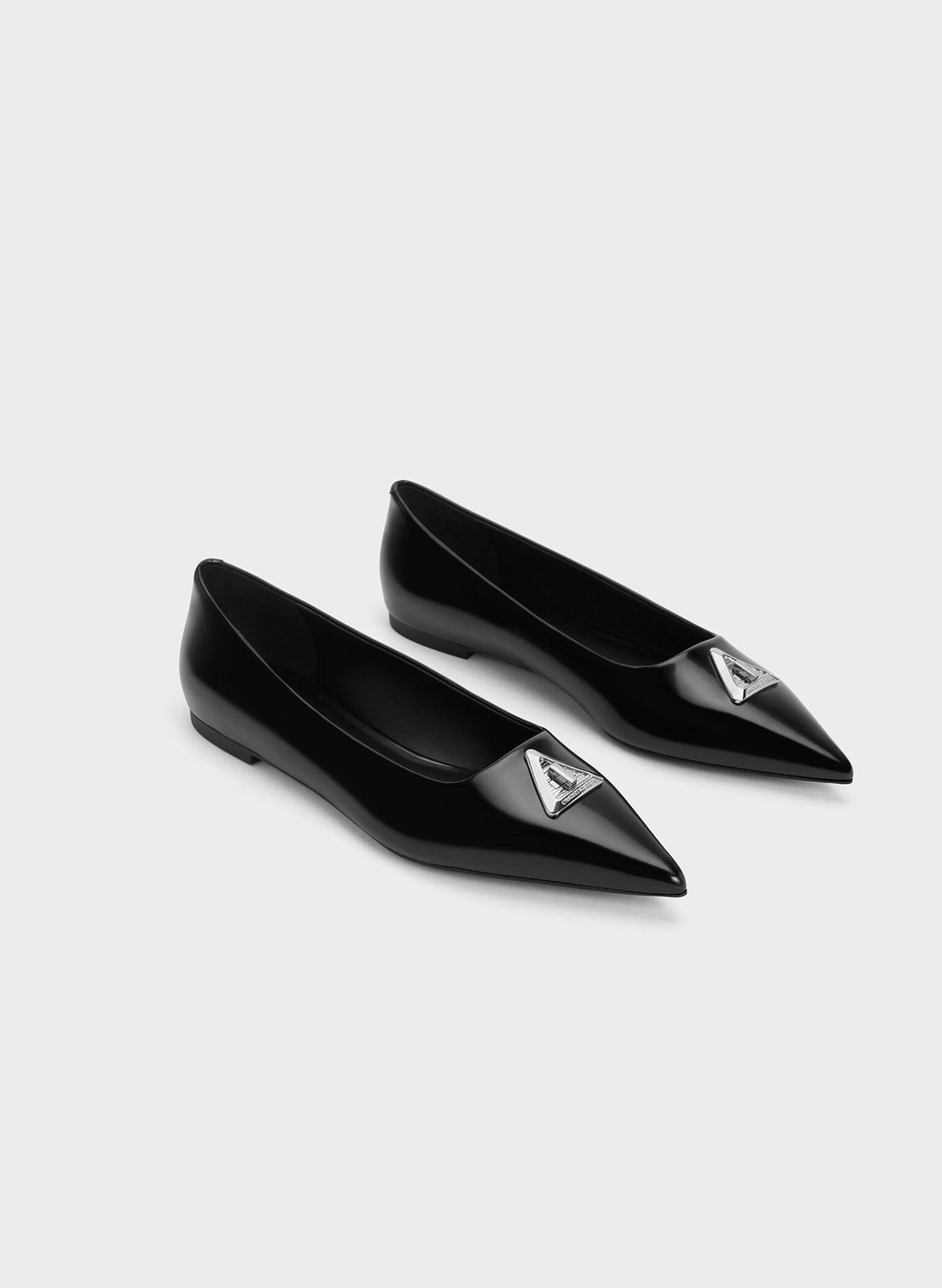 Trice Metallic Accent Pointed-Toe Flats, Black Box, hi-res