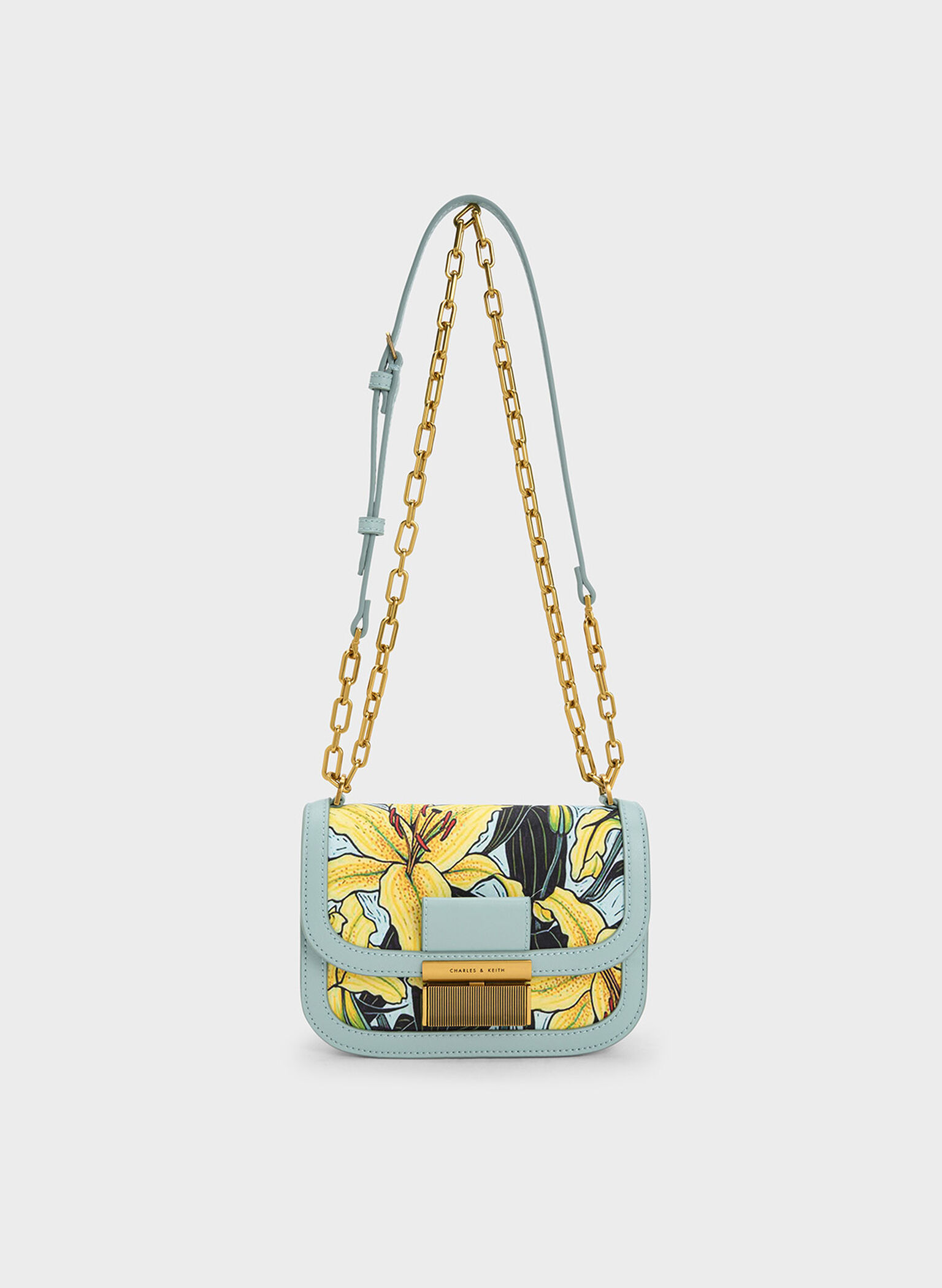 Charlot Botanical Print Bag, Blue, hi-res