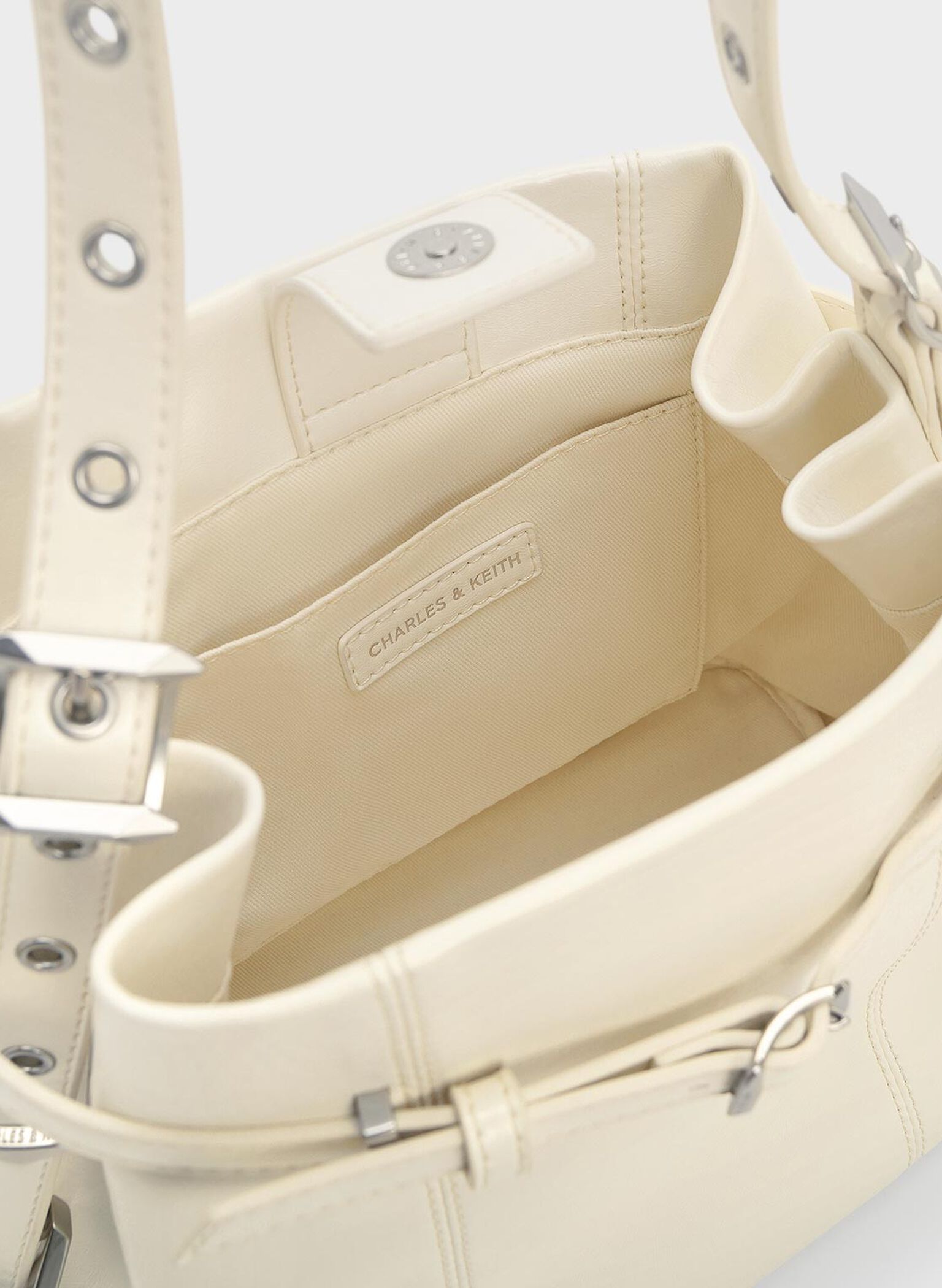 Bryna Belted Bucket Bag, Cream, hi-res