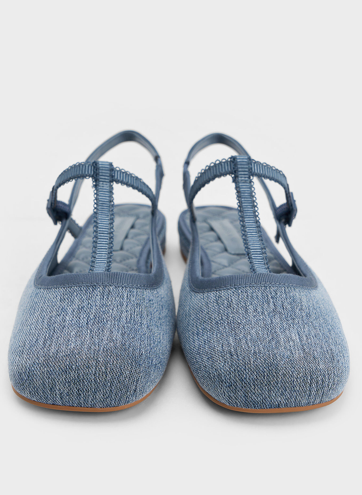 Denim T-Bar Mary Jane Slingback Flats, Denim Blue, hi-res