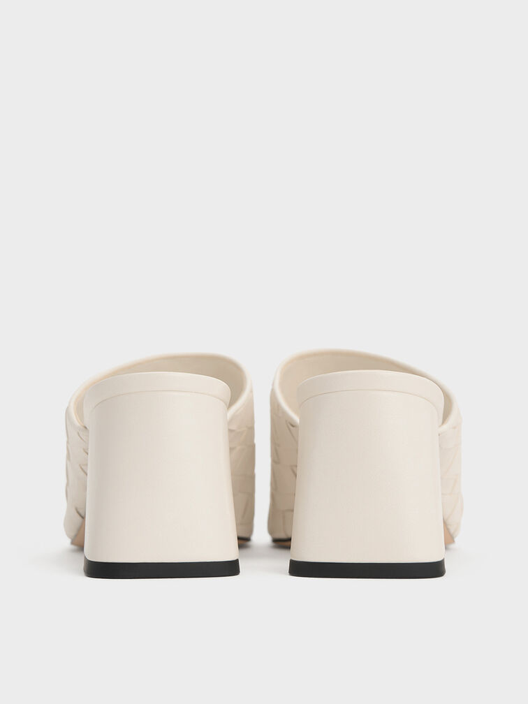Woven Square-Toe Heeled Mules, Chalk, hi-res