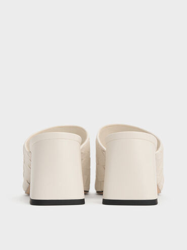 Woven Square-Toe Heeled Mules, Chalk, hi-res