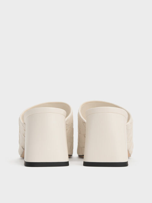 Woven Square-Toe Heeled Mules, Chalk, hi-res