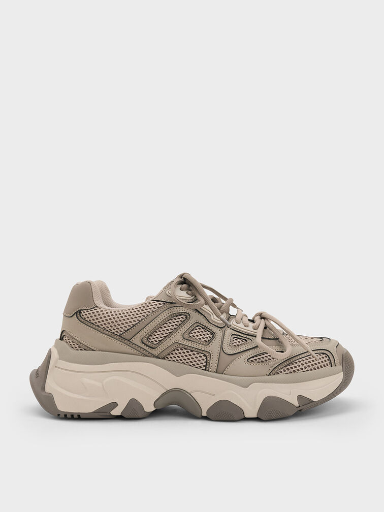 Gaskell Metallic Mesh Chunky Sneakers, Taupe, hi-res