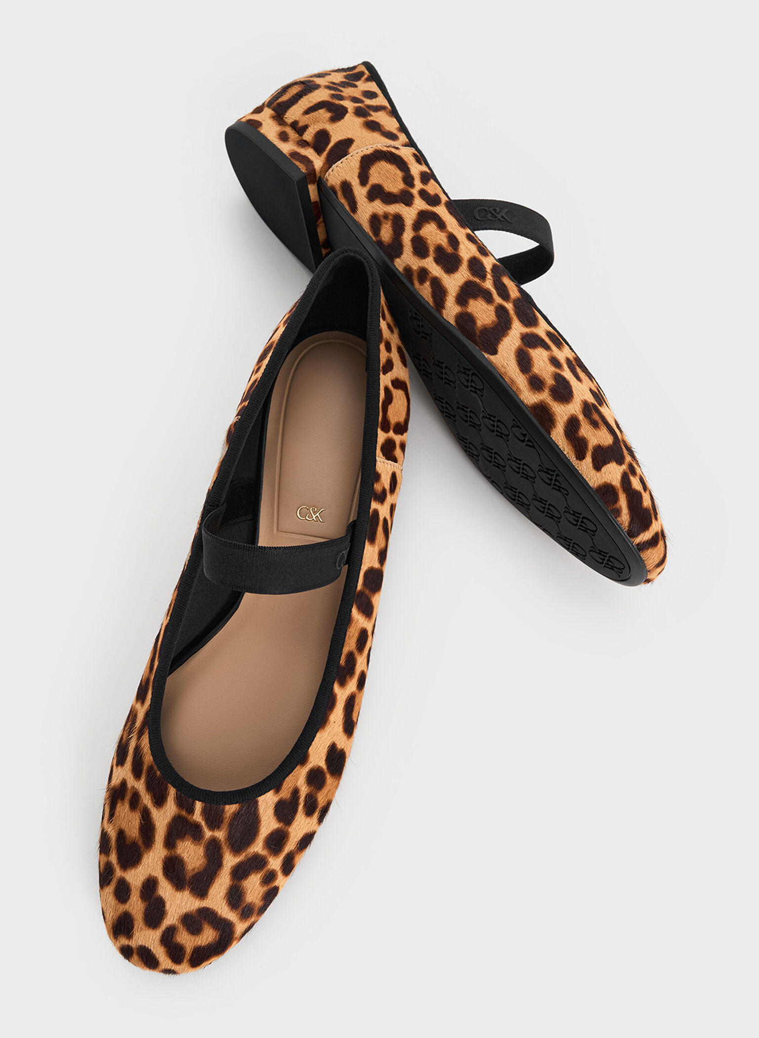Leopard-Print Textured Mary Jane Flats, Multi, hi-res