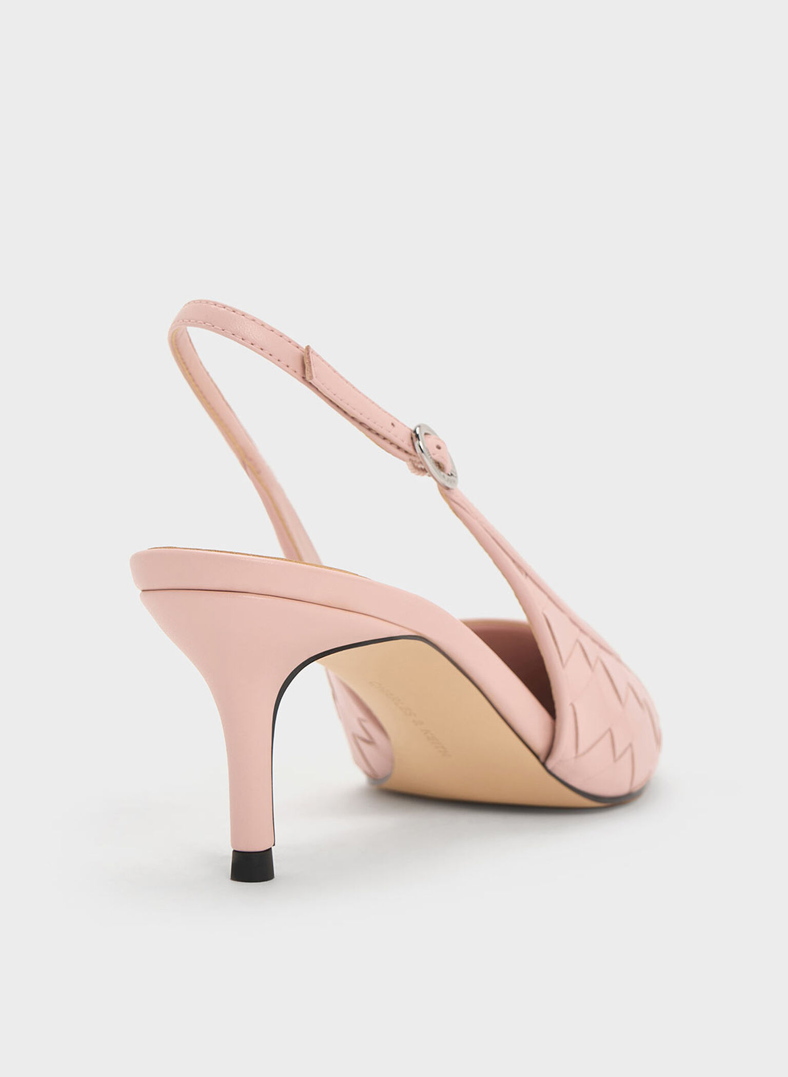 Ivette Woven Pointed-Toe Slingback Pumps, Light Pink, hi-res