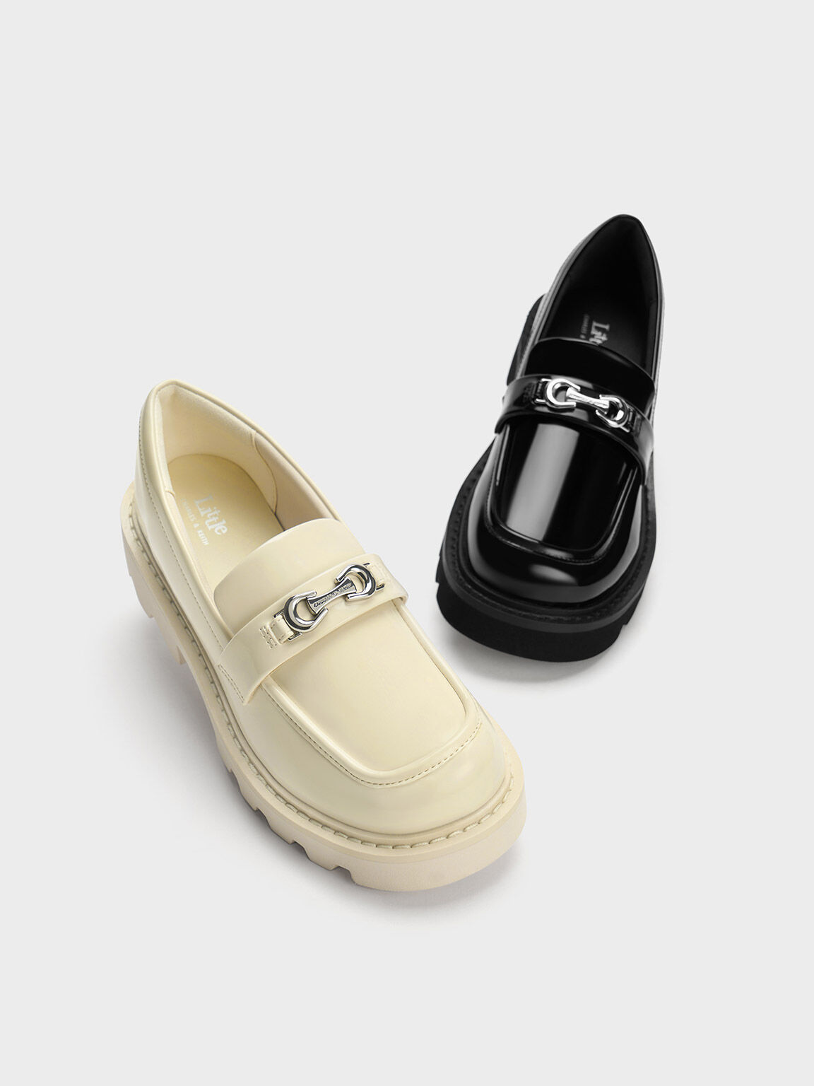 Girls Metallic Accent Chunky Loafers Chalk