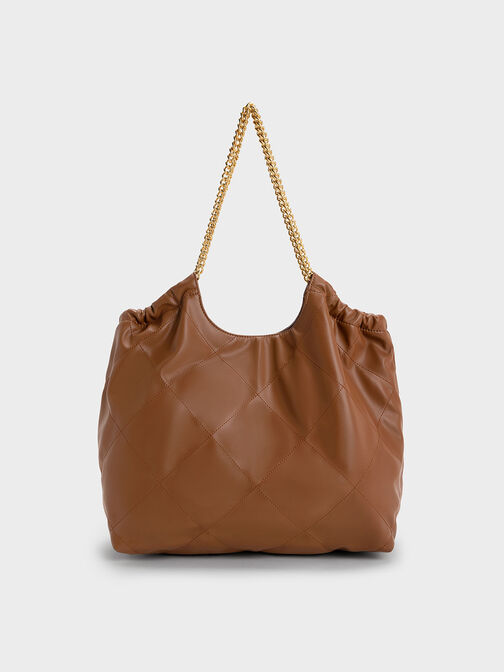 Braided Handle Tote Bag, Chocolate, hi-res