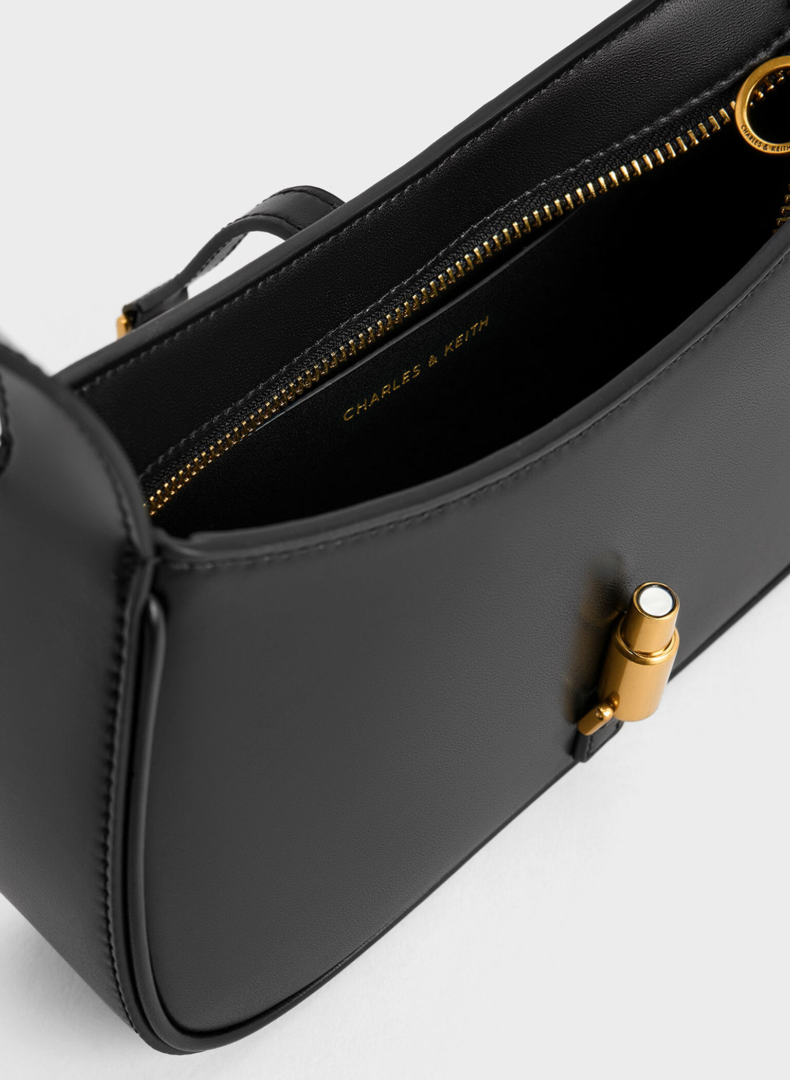 Cesia Metallic Accent Shoulder Bag, Black, hi-res