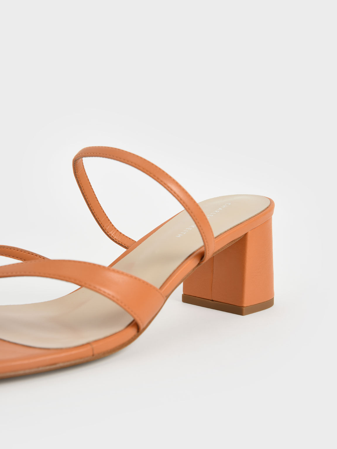 Block Heel Toe Loop Sandals, Orange, hi-res