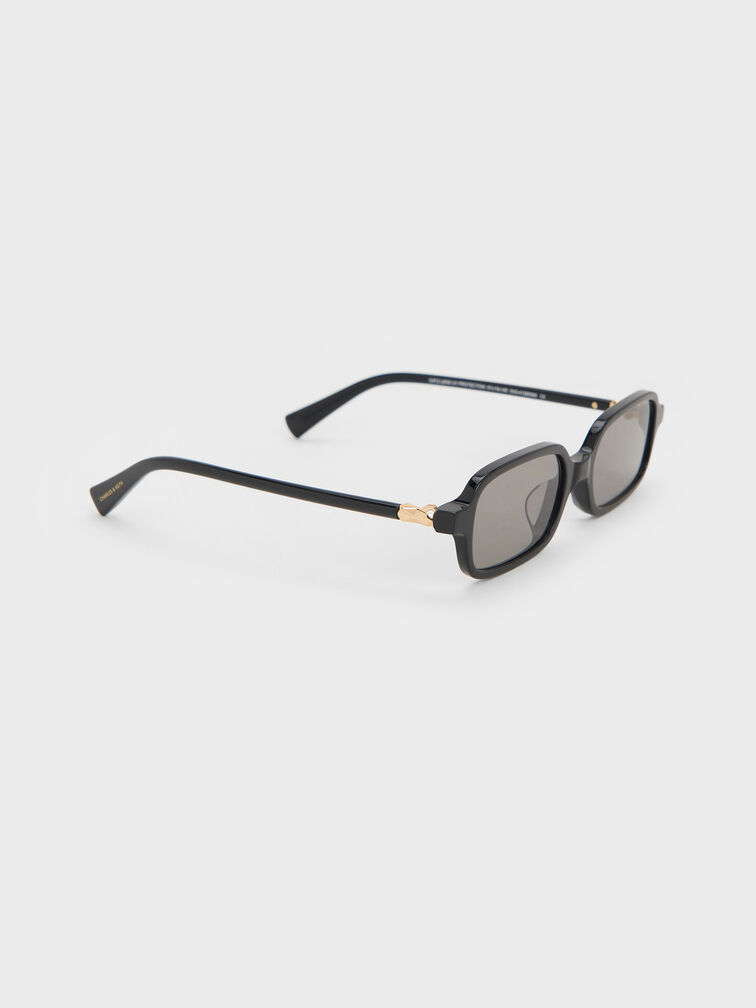 Bree Recycled Acetate Rectangular Sunglasses, Black, hi-res