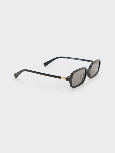 Bree Recycled Acetate Rectangular Sunglasses, Black, hi-res