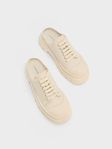 Canvas Backless Sneakers, Chalk, hi-res