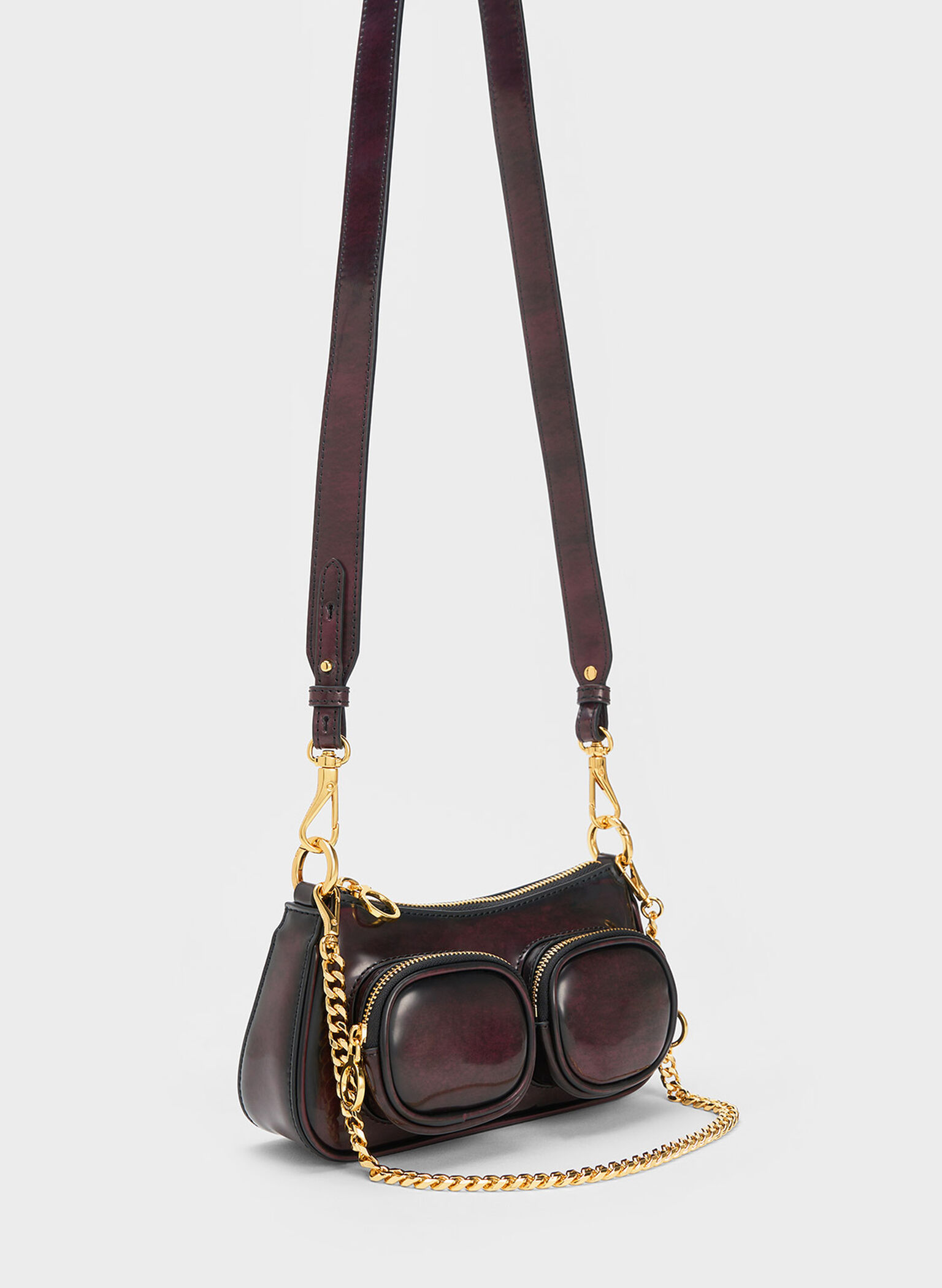Letitia Chain-Link Shoulder Bag, Dark Chocolate, hi-res