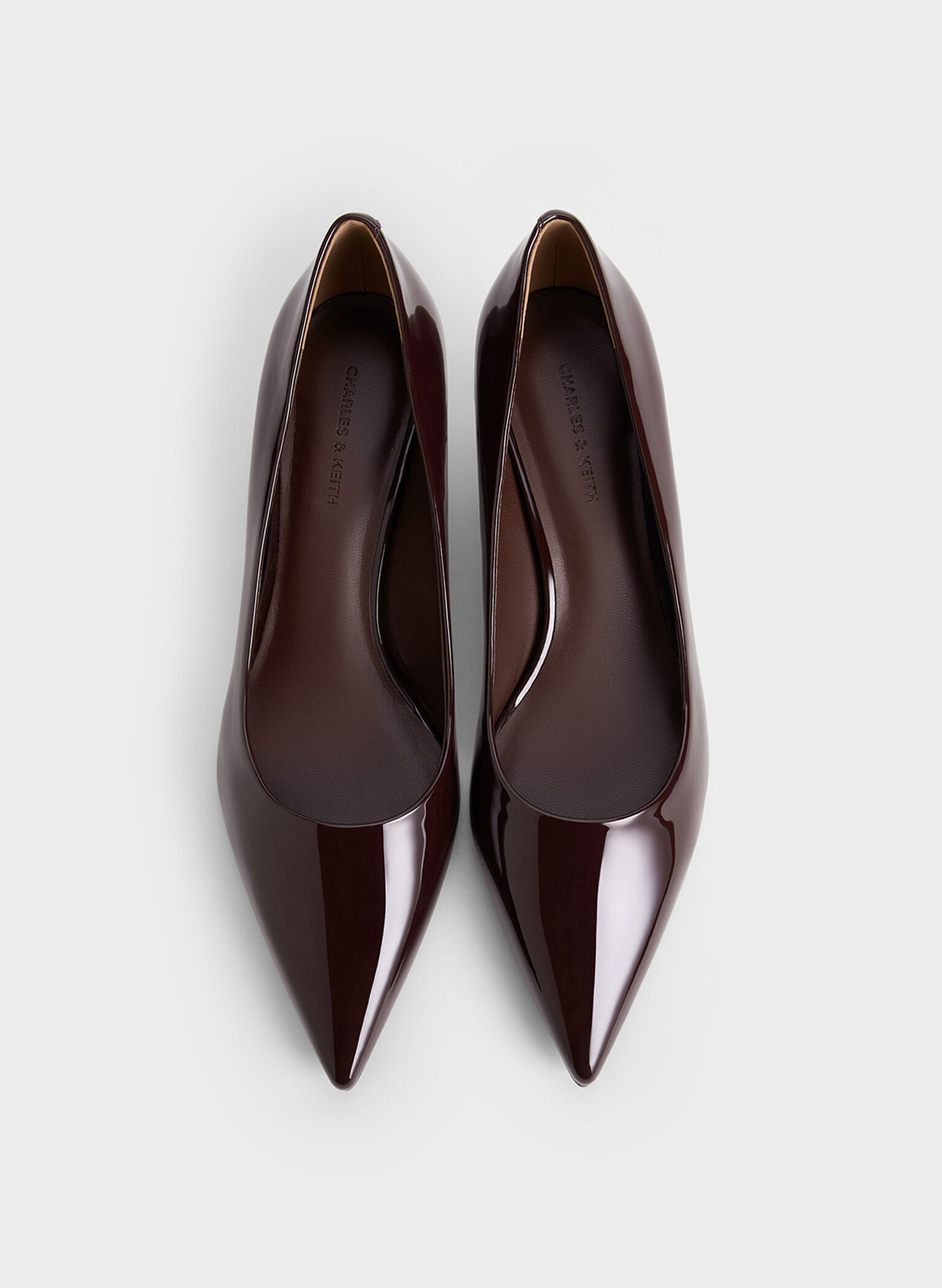 Patent Pointed-Toe Kitten-Heel Pumps, Maroon, hi-res