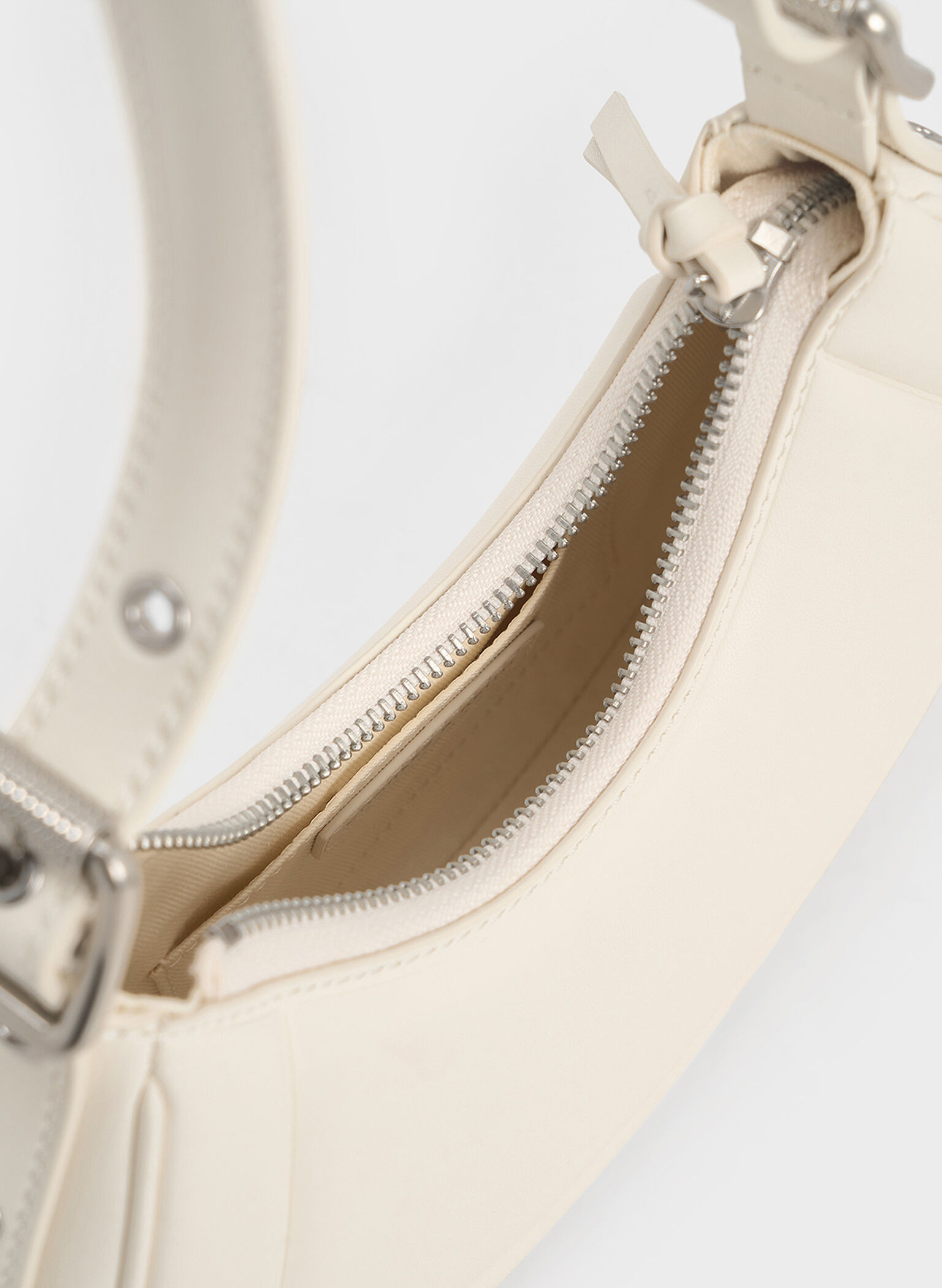 Petra Grommet-Strap Curved Shoulder Bag, Cream, hi-res