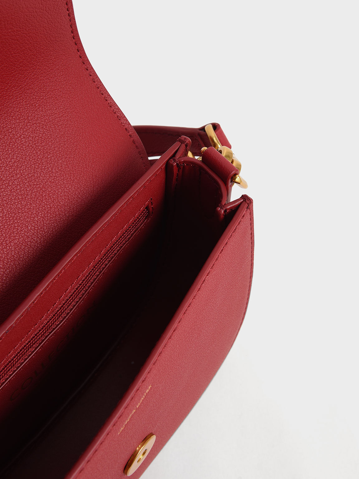 Mini Gabine Leather Saddle Bag, Red, hi-res