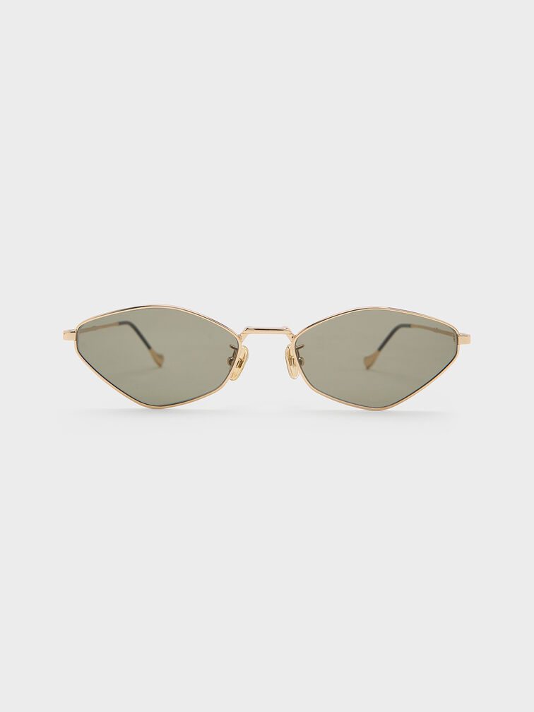 Jax Metal-Frame Geometric Sunglasses, Gold, hi-res
