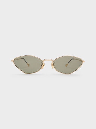 Jax Metal-Frame Geometric Sunglasses, Gold, hi-res