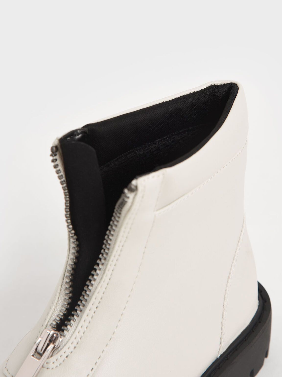 Girl's Front Zip Ankle Boots, Chalk, hi-res