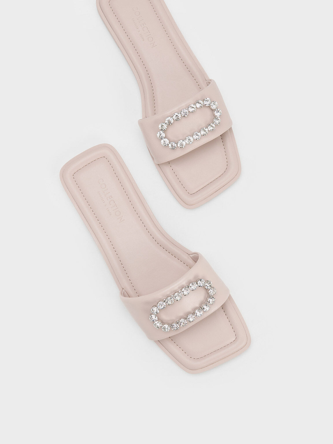 Nude leather slides sale