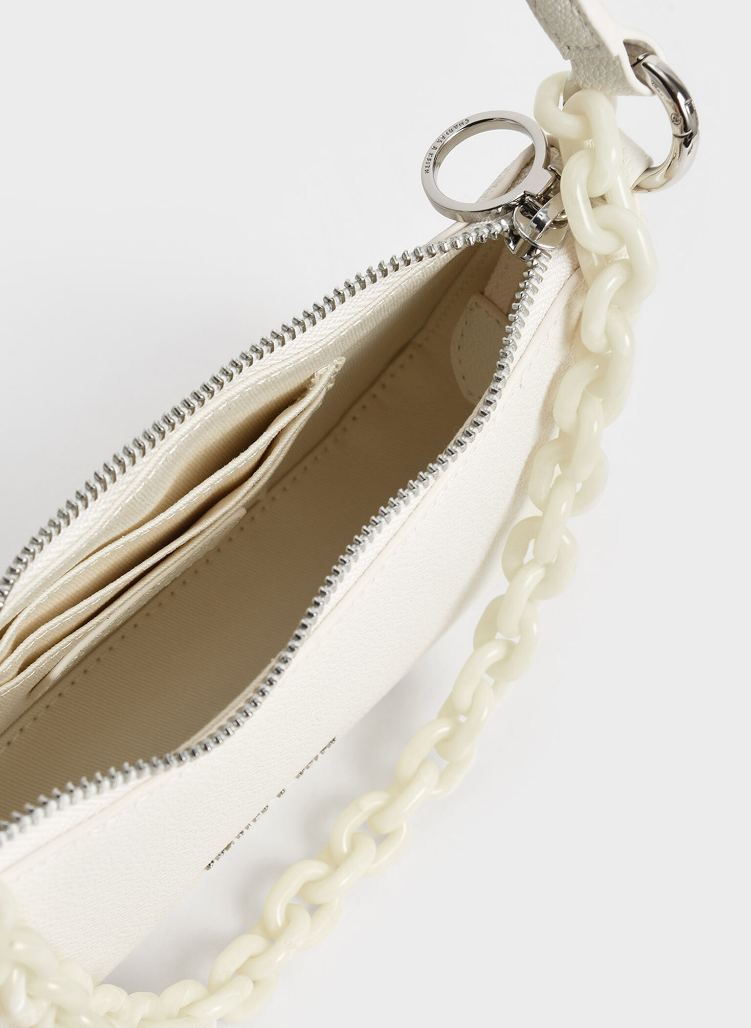 Alcott Scarf Chain-Link Shoulder Bag, Cream, hi-res