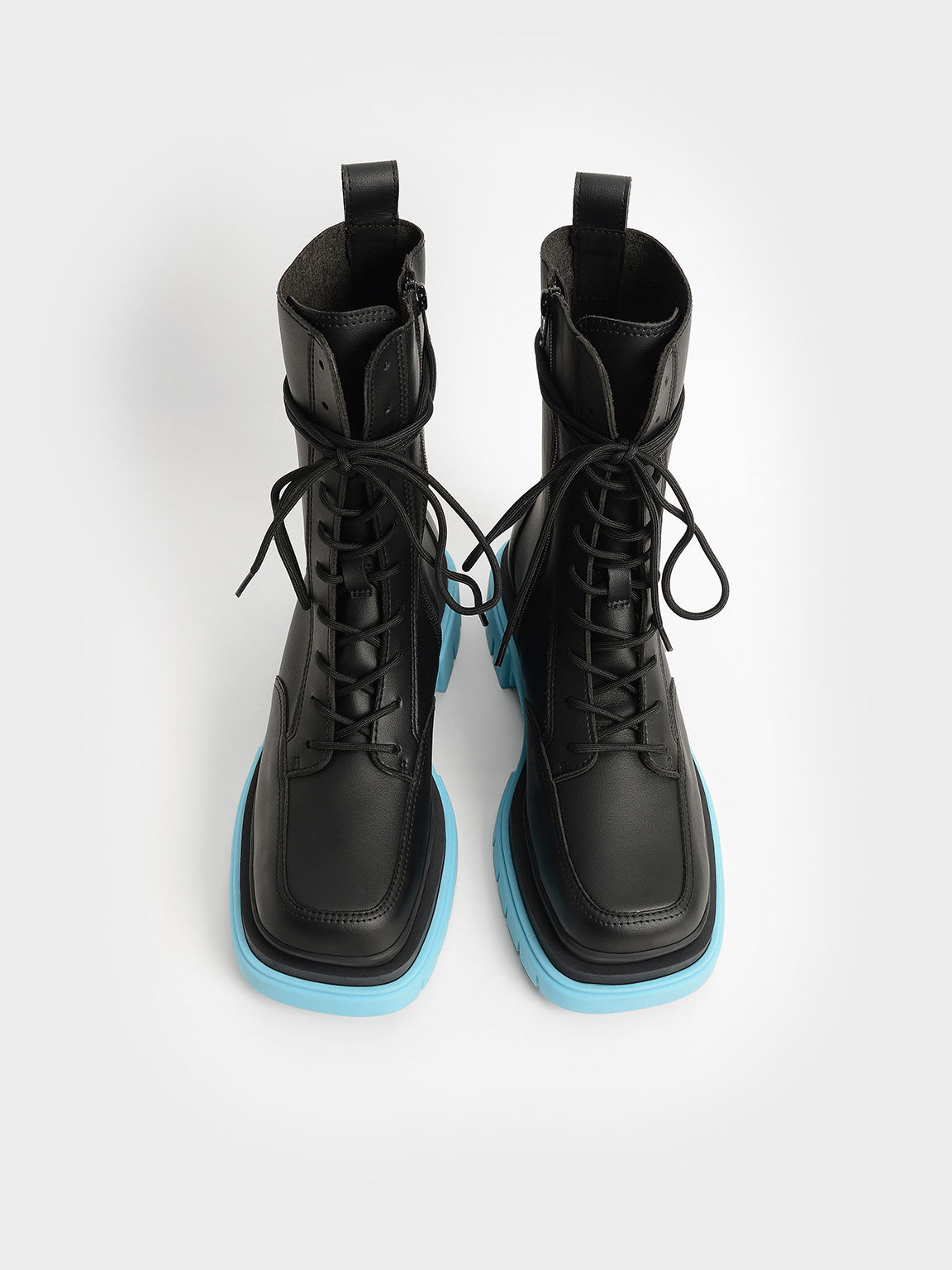 Iggy Coloured Sole Combat Boots​, Blue, hi-res